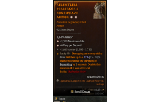 Legendary Chest Armor[*6 FpS | *1310 Life | 1660 Armor]