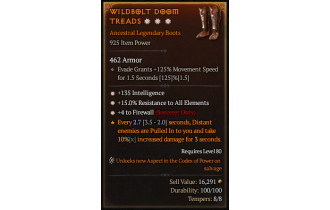 Legendary Boots[Sorcerer | *4 Firewall | *15 ResistAll | *135 INT]