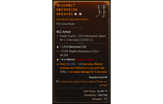 Legendary Boots[Sorcerer | *4 Meteor | *1310 Life | 37 SR]