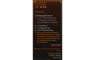 Legendary One-Handed Axe[*60 DMG_Vulnerable | *135 INT | *1310 Life]