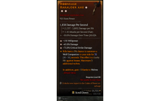 Legendary One-Handed Axe[*75 DMG_Crit | *45 DMG | *135 WP]