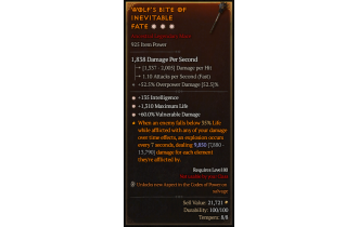 Legendary One-Handed Mace[*60 DMG_Vulnerable | *135 INT | *1310 Life]