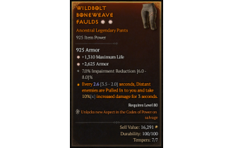 Legendary Pants[*2625 Armor | *1310 Life]