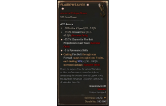 Flameweaver[*DMG 90 | *3 Pyromancy | *34 CT: Firebolt | 39 FirewallSize | 7 ATKSPD]