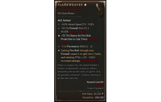 Flameweaver[*DMG 97 | *34 CT: Firebolt | 2 Pyromancy | 44 FirewallSize | 8 ATKSPD]