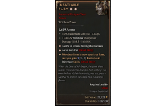 Insatiable Fury[*WEREBEAR 3 | *6 UrsineStrength Bonuses | *6 IronFur | 9 %Life | 108.5 DMG_OverpowerWerebear]