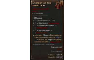 Raiment of the Infinite[STUN 2.7 | *3 GlassCannon | 131 INT | 2 ElementalAttunement | 1 ShockingImpact]