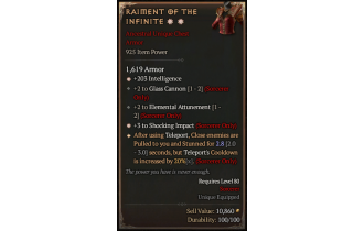 Raiment of the Infinite[STUN 2.8 | *203 INT | *3 ShockingImpact | 2 GlassCannon | 2 ElementalAttunement]