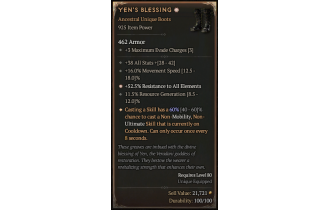 Yen's Blessing[*UNIQUE 60 | *52.5 ResistAll | 16 MS | 11.5 RG | 38 ALL]