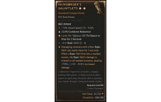 Paingorger's Gauntlets[*DMG 170 | *12 CDR | *33.7 LH:Stun | 4 BasicSkills | 7 ATKSPD]