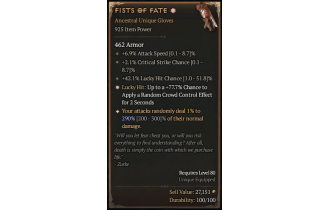 Fists of Fate[*DMG 290 | *77.7 LH:CC | 42.1 LHC | 2.1 Crit | 6.9 ATKSPD]