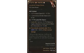 Fists of Fate[*DMG 280 | *77.7 LHC | 3.2 Crit | 0.7 ATKSPD | 12.7 LH:CC]