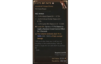 Fists of Fate[*DMG 300 | *77.7 LH:CC | 2.6 LHC | 4.6 Crit | 5.6 ATKSPD]