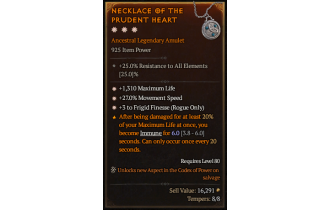 Legendary Amulet[Rogue | *3 FrigidFinesse | *27 MS | *1310 Life]