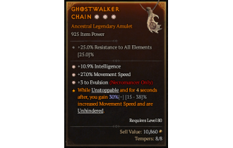 Legendary Amulet[Necromancer | *3 Evulsion | *27 MS | *10.9% INT]