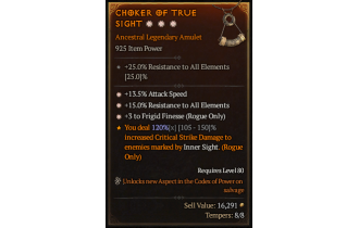 Legendary Amulet[Rogue | *3 FrigidFinesse | *13.5 ATKSPD | *15 ResistAll]