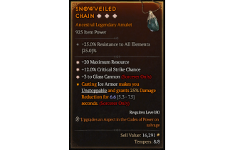 Legendary Amulet[Sorcerer | *3 GlassCannon | *12 Crit | *20 MR]