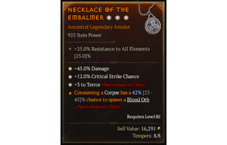 Legendary Amulet[Necromancer | *3 Terror | *12 Crit | *45 DMG]