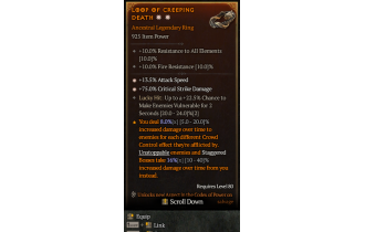 Legendary Ring[*13.5 ATKSPD | *75 DMG_Crit | 22.5 LH:Vulnerable]