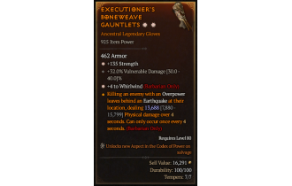 Legendary Gloves[Whirlwind | *4 Whirlwind | *135 STR | 32 DMG_Vulnerable]