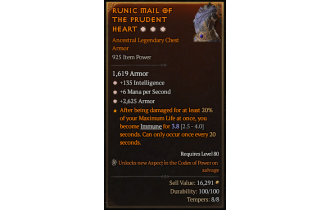 Legendary Chest Armor[*2625 Armor | *6 MpS | *135 INT]