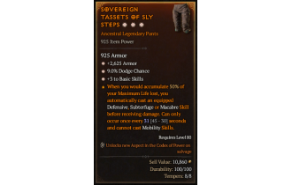 Legendary Pants[*3 BasicSkills | *2625 Armor | *9 Dodge]