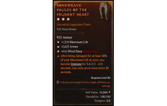 Legendary Pants[Druid | *4 WindShear | *2625 Armor | *1310 Life]