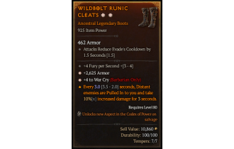 Legendary Boots[Barbarian | *4 WarCry | *2625 Armor | 4 FpS]