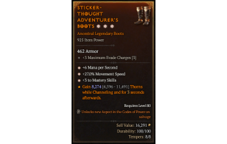 Legendary Boots[Sorcerer | *3 Mastery | *27 MS | *6 MpS]