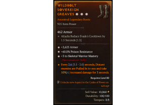 Legendary Boots[Necromancer | *3 SkelWarrior | *2625 Armor | *60 PR]