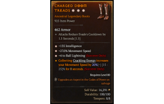 Legendary Boots[Sorcerer | *4 BallLightning | *27 MS | *135 INT]