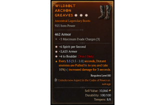 Legendary Boots[Druid | *4 Boulder | *2625 Armor | *6 SpS]