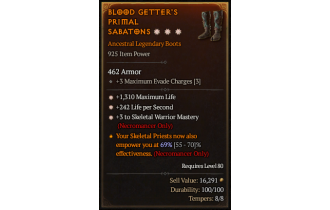 Legendary Boots[Necromancer | *3 SkelWarrior | *1310 Life]