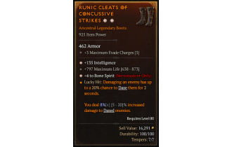 Legendary Boots[Necromancer | *4 BoneSpirit | *135 INT | 797 Life]