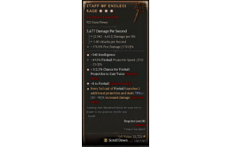 Staff of Endless Rage[*DMG 78 | *8 Fireball | *540 INT | *113 CT: Fireball | 49 Fireball PS]