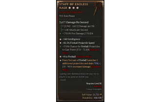 Staff of Endless Rage[*DMG 70 | *8 Fireball | *540 INT | *83 Fireball PS | 57 CT: Fireball]