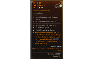 Legendary Ring[*13.5 ATKSPD | *75 DMG_Crit | 845 Life]