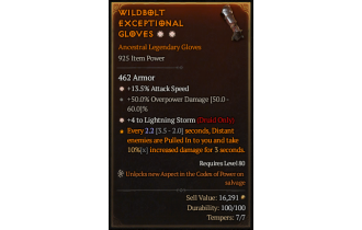 Legendary Gloves[LightningStorm | *4 LightningStorm | *13.5 ATKSPD | 50 DMG_Overpower]