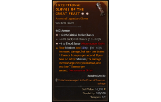 Legendary Gloves[BloodSurge | *4 BloodSurge | *12 Crit | 6 LHC]