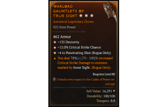 Legendary Gloves[PenetratingShot | *4 PenetratingShot | *12 Crit | *135 DEX]