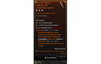 Legendary Gloves[DoubleSwing | *4 DoubleSwing | *12 Crit | *13.5 ATKSPD]