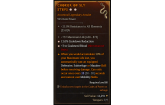 Legendary Amulet[Necromancer | *3 CoalescedBlood | *12 CDR | 737 Life]