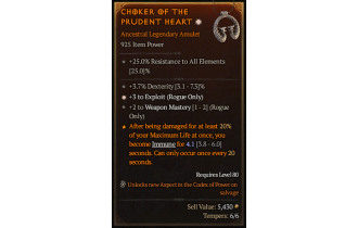 Legendary Amulet[Rogue | *3 Exploit | 2 WeaponMastery | 3.7% DEX]