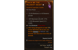 Legendary Amulet[Druid | *3 Envenom | 17 MS | 683 Life]