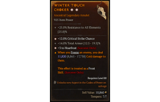 Legendary Amulet[Sorcerer | *3 Hoarfrost | *12 Crit | 14 TA]