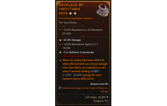 Legendary Amulet[Necromancer | *3 HellbentCommander | *45 DMG | 18 MS]