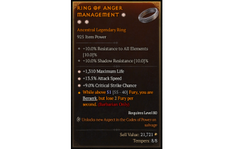 Legendary Ring[*9 Crit | *13.5 ATKSPD | *1310 Life]