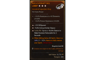 Legendary Ring[*9 Crit | *36 LH:Vulnerable | *135 WP]