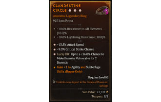 Legendary Ring[*9 Crit | *13.5 ATKSPD | *36 LH:Vulnerable]