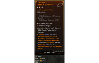 Legendary Ring[*13.5 ATKSPD | *36 LH:Vulnerable | *1310 Life]